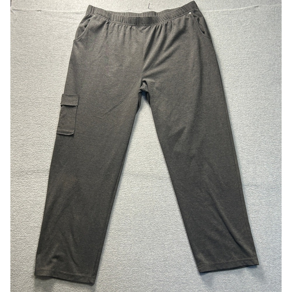 Collections Etc Pull On Pants Womens 3X Gray Elastic Waist Cargo Pocket USA